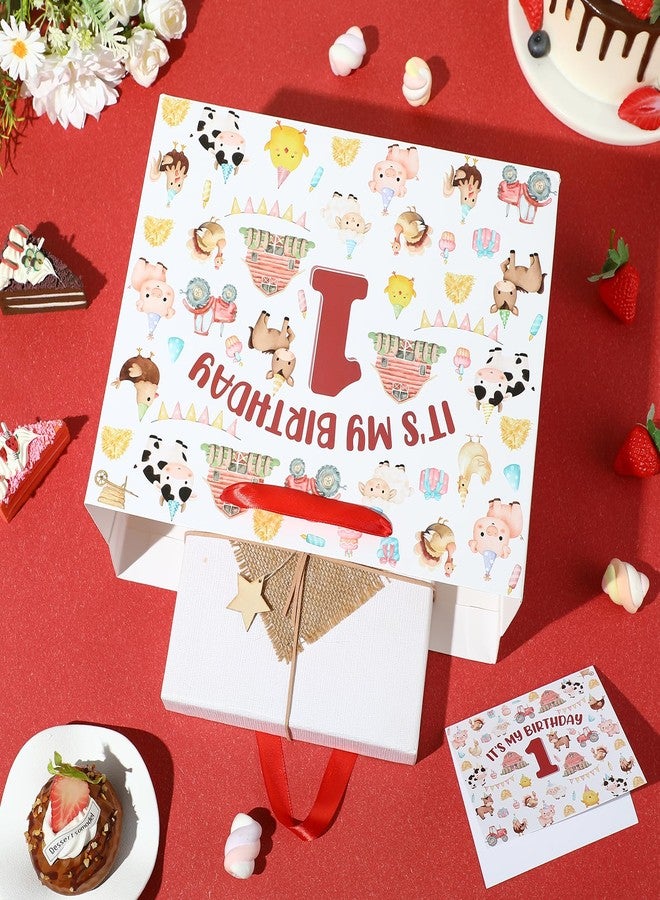 Woosytoo Farm Animal 1st Birthday Gift Bag Large Farmhouse First Birthday Gift Bag with Wrapping Paper and Card for Baby Boys Girls Newborn Baby Shower Farm Themed One Year Old Bday Party Supplies - Image 2